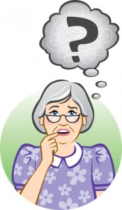 confused seniorcare woman